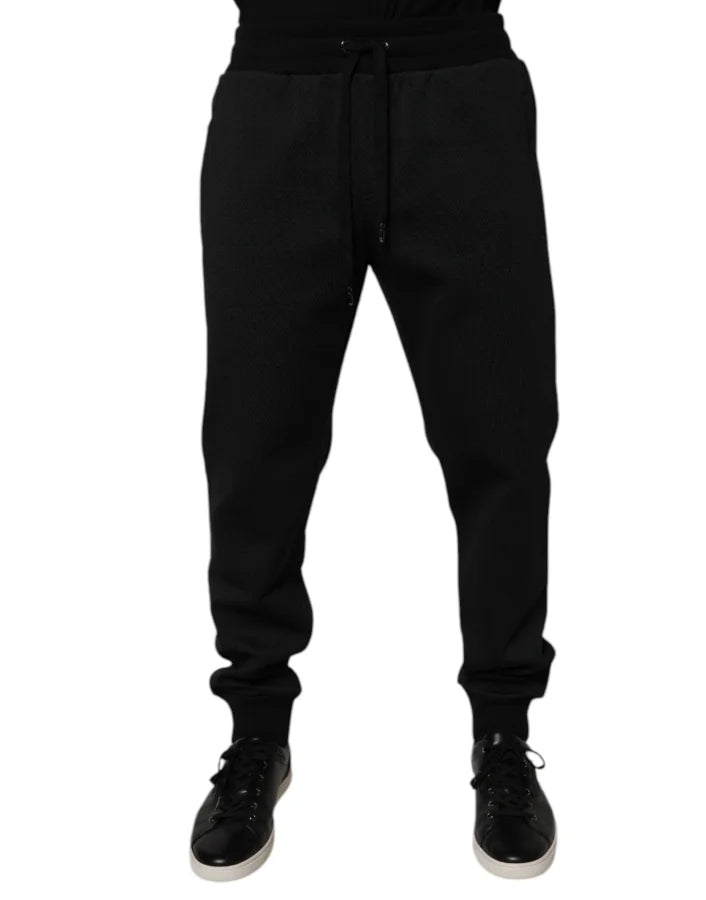 Dolce &amp; Gabbana Black Polyester Men Jogger Sweatpants Pants