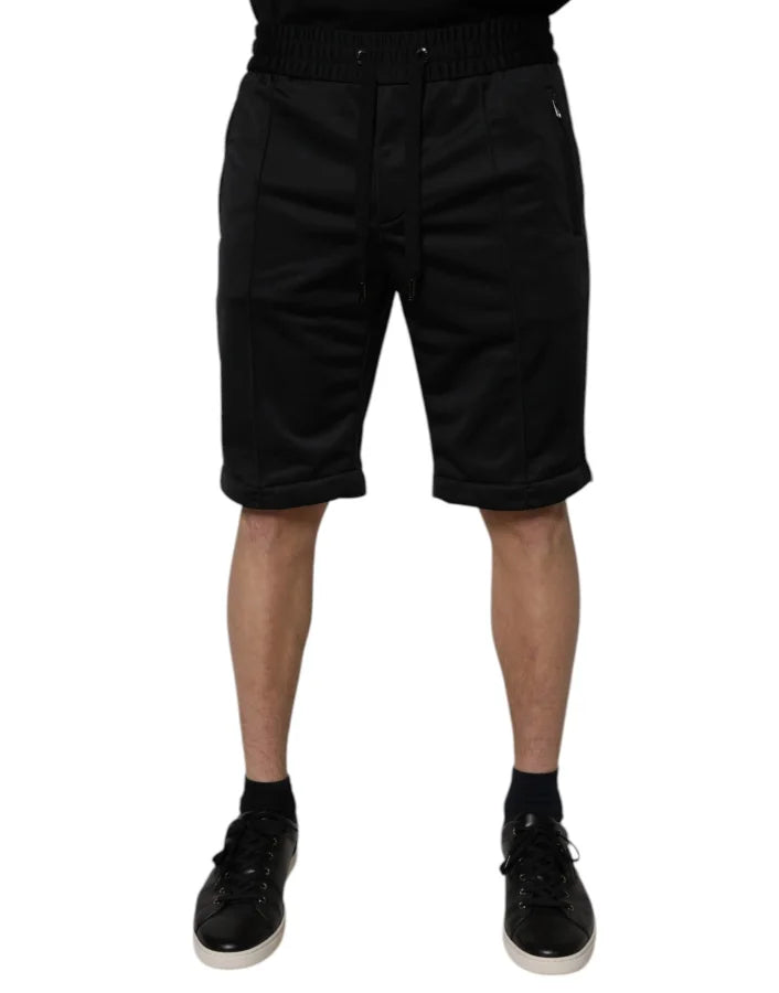 Dolce &amp; Gabbana Black Polyester Mid Waist Men Bermuda Shorts