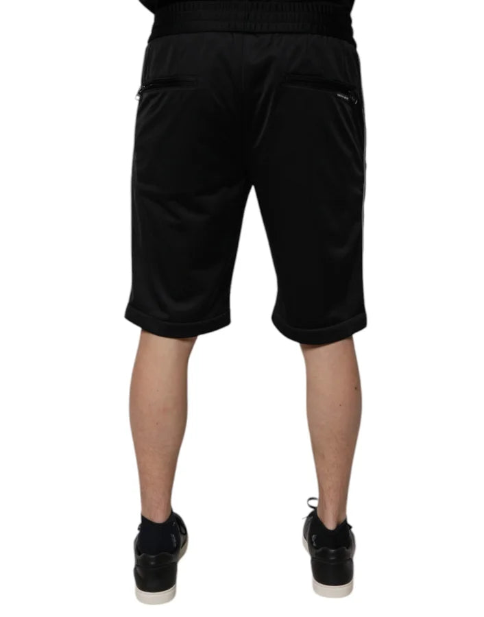 Dolce &amp; Gabbana Black Polyester Mid Waist Men Bermuda Shorts