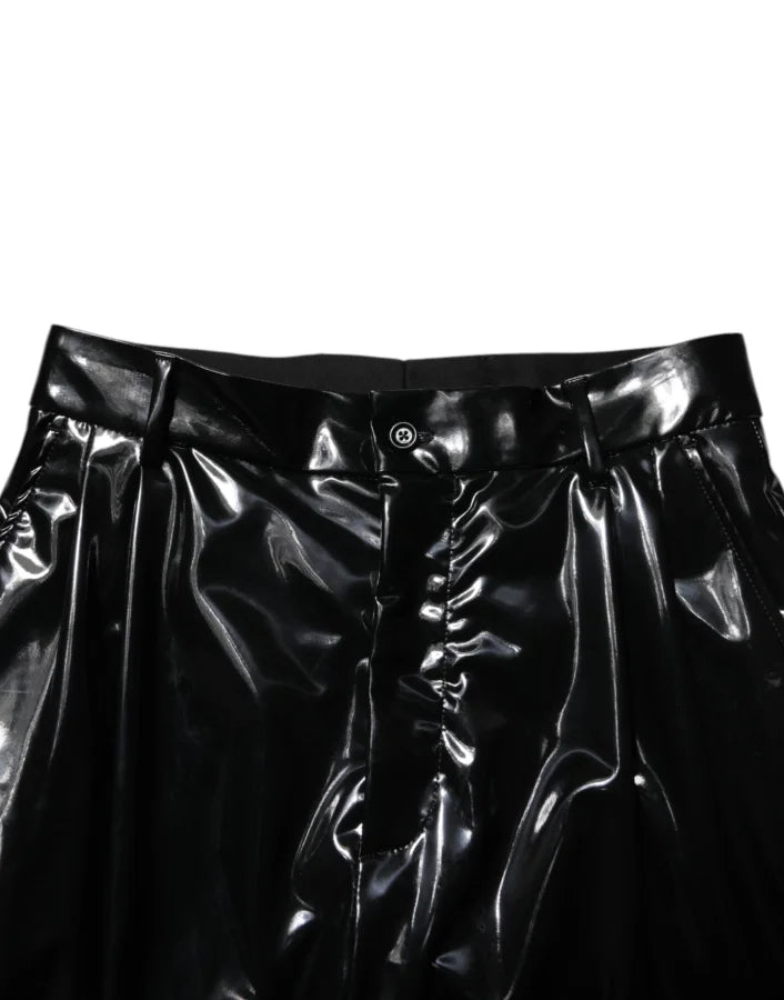 Dolce &amp; Gabbana Black Polyester Mid Waist Men Trouser Pants