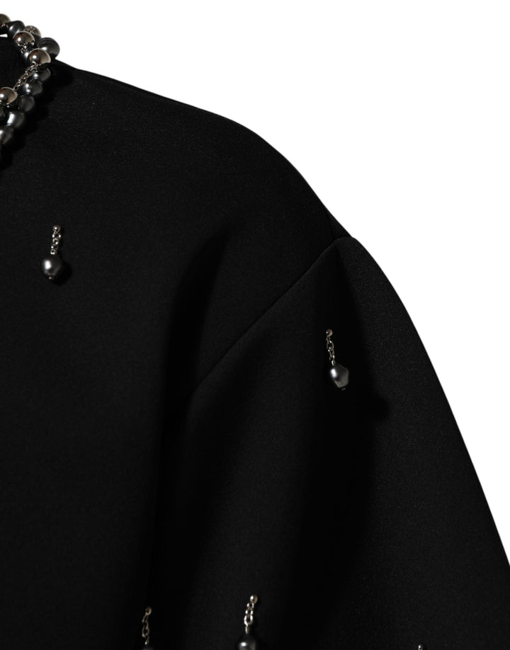 Dolce &amp; Gabbana Black Polyester Necklace Embellished T-shirt