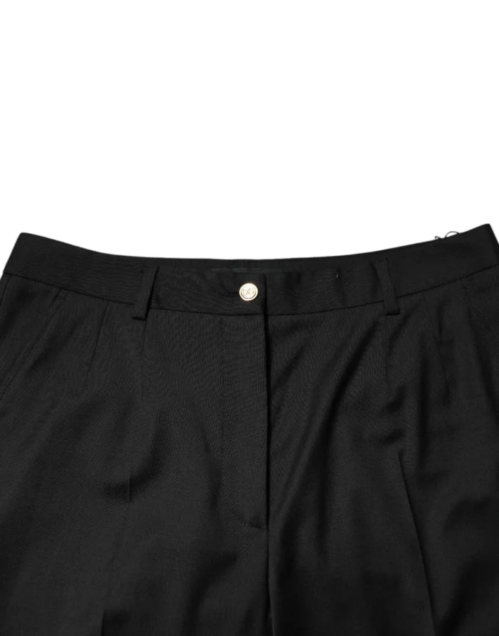 Dolce &amp; Gabbana Black Polyester Tapered Women Trouser Pants