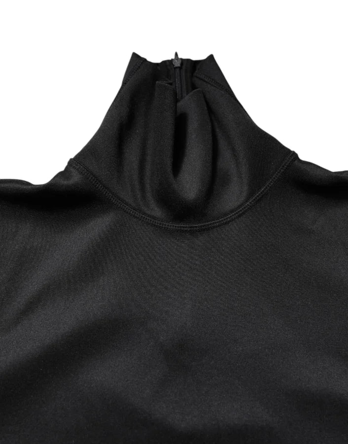 Dolce &amp; Gabbana Black Polyester Turtleneck Pullover Sweater