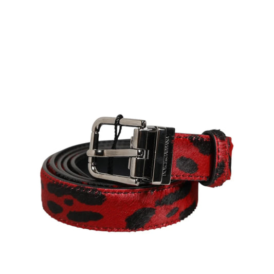 Dolce & Gabbana Black Pony Hair Belt with Sleek Metal Buckle
