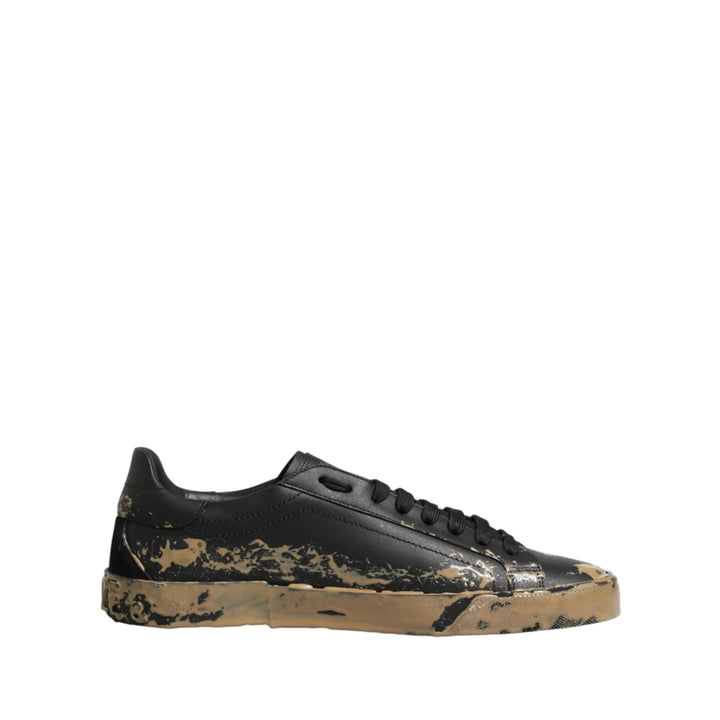 Dolce &amp; Gabbana Black Portofino Mud Effect Low Top Sneakers Shoes