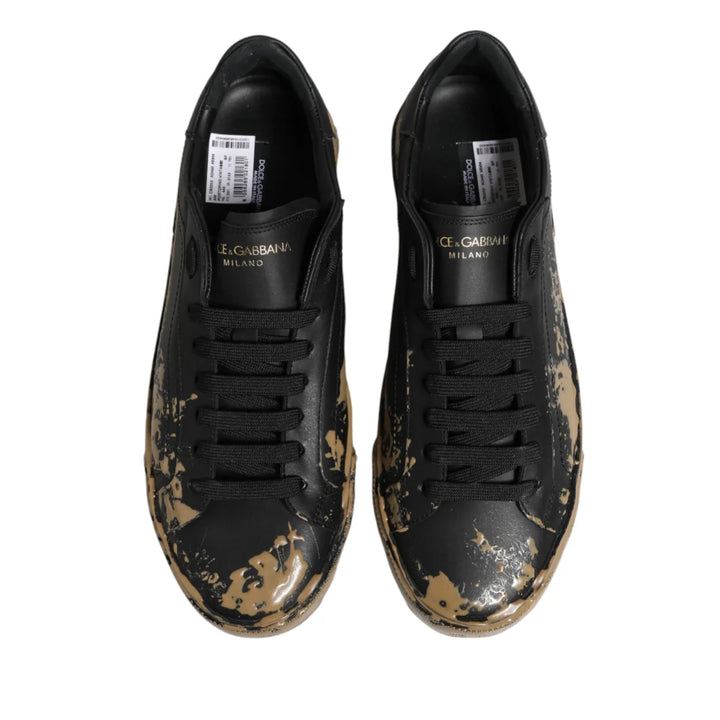 Dolce &amp; Gabbana Black Portofino Mud Effect Low Top Sneakers Shoes