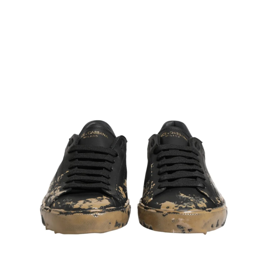 Dolce &amp; Gabbana Black Portofino Mud Effect Low Top Sneakers Shoes