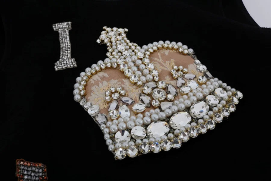 Dolce &amp; Gabbana Black I AM A PRINCESS Crystal Shift Dress
