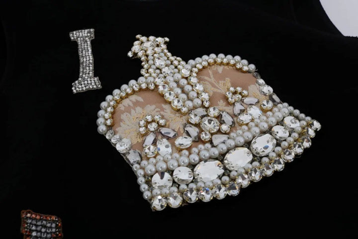 Dolce &amp; Gabbana Black I AM A PRINCESS Crystal Shift Dress