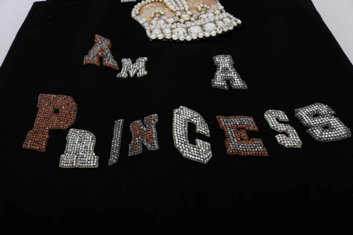 Dolce &amp; Gabbana Black I AM A PRINCESS Crystal Shift Dress