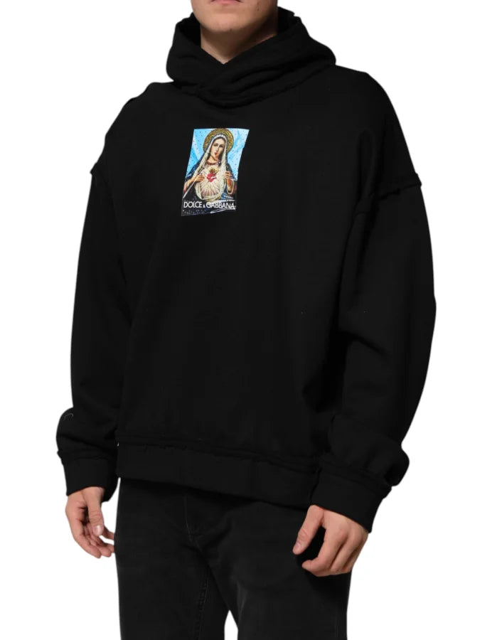 Dolce &amp; Gabbana Black Printed Hoodie Crystal Embellished Jacket