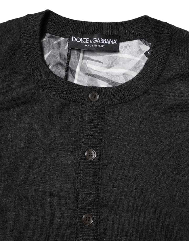 Dolce &amp; Gabbana Black Printed Knitted Men Pullover Sweater