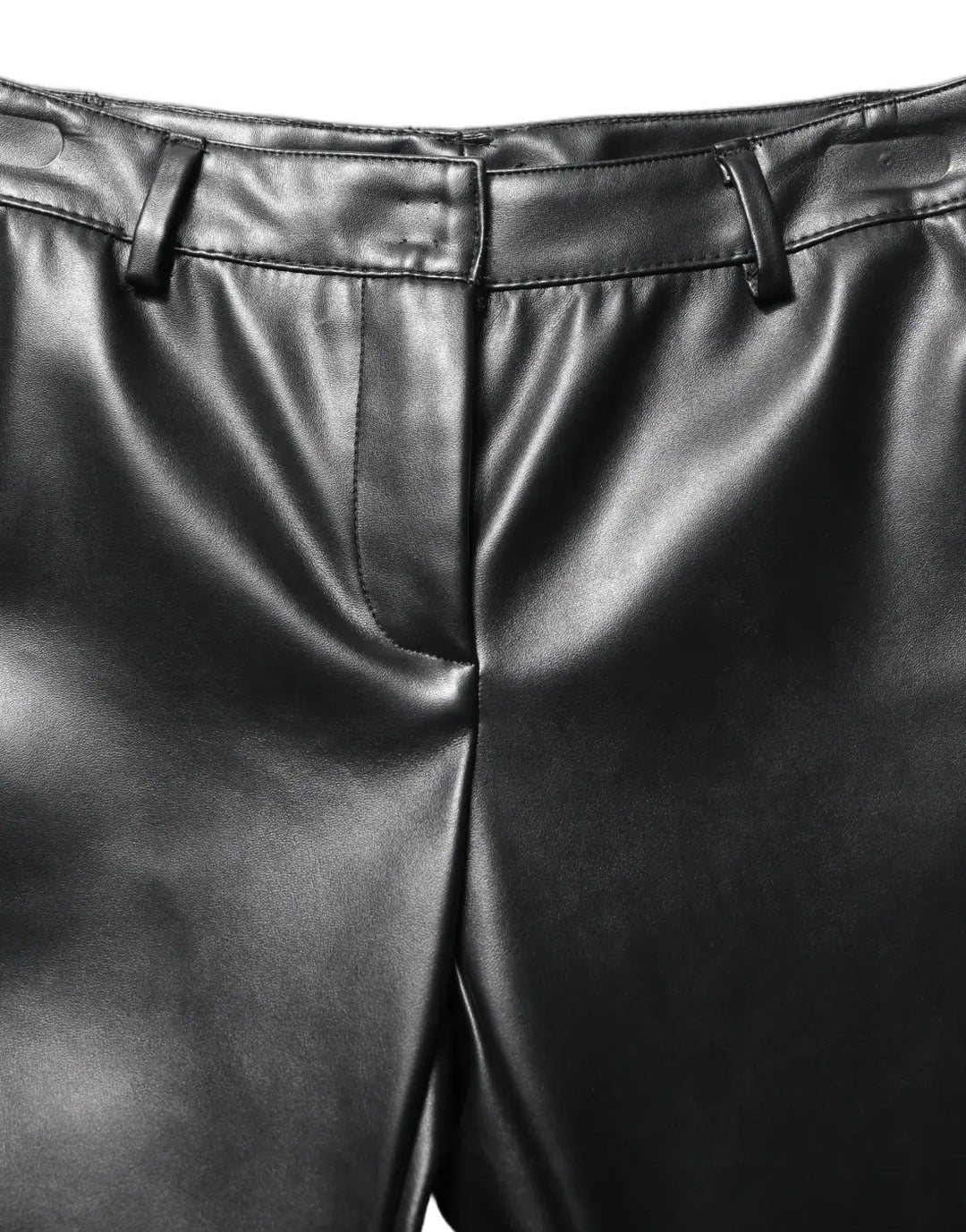 Dolce &amp; Gabbana Black PU Leather High Waisted Trouser Pants