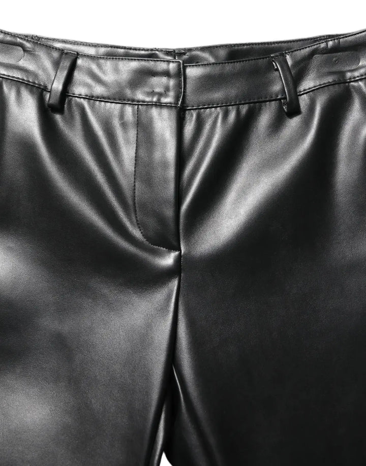 Dolce &amp; Gabbana Black PU Leather High Waisted Trouser Pants