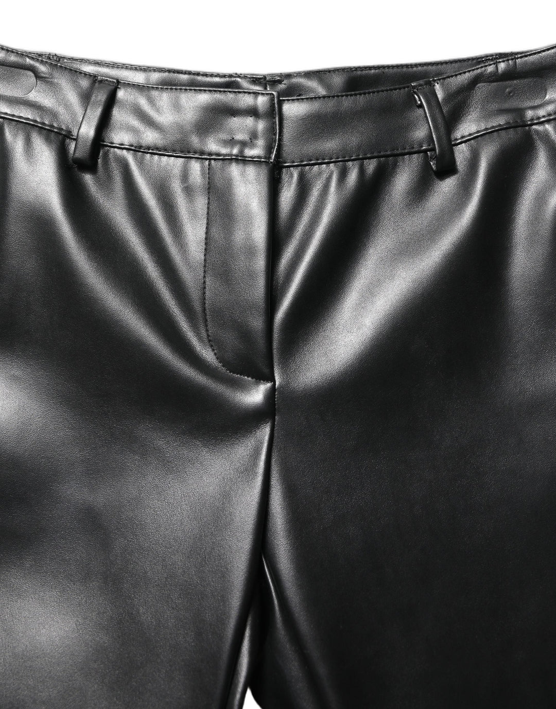 Dolce &amp; Gabbana Black Pu Leather High Waisted Trouser Pants