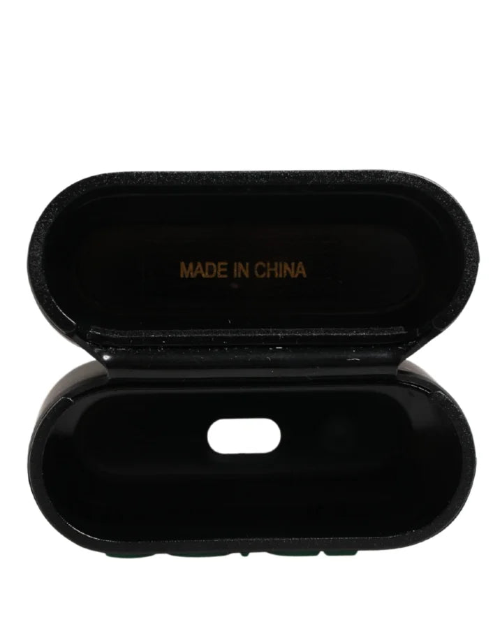 Dolce &amp; Gabbana Black PVC Embossed Logo Flip Holder Women Airpods Case