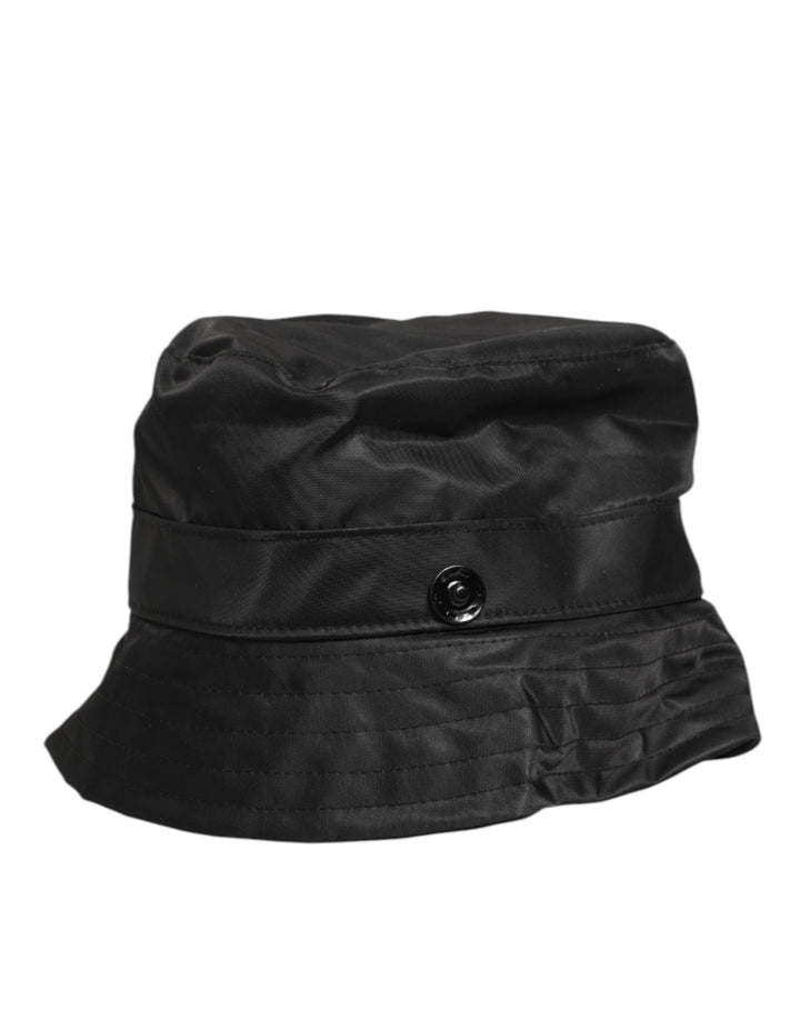 Dolce &amp; Gabbana Black Pvc Wide Brim Men Bucket Capello Hat
