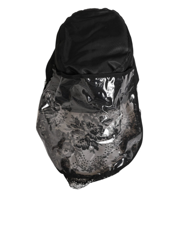 Dolce &amp; Gabbana Black Pvc Wide Brim Men Bucket Capello Hat
