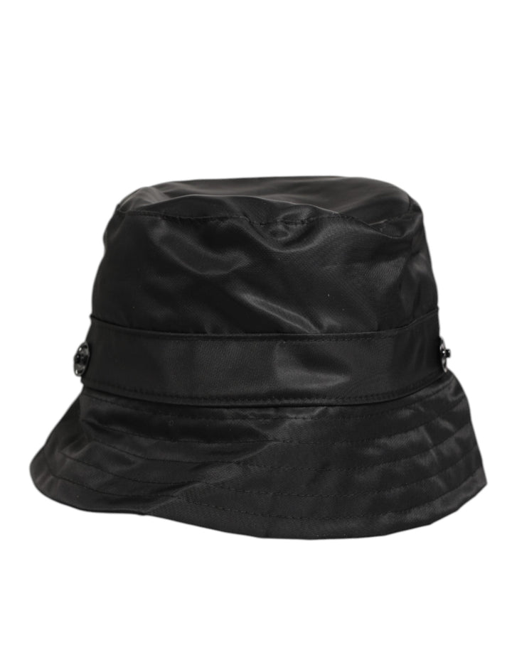 Dolce &amp; Gabbana Black Pvc Wide Brim Men Bucket Capello Hat