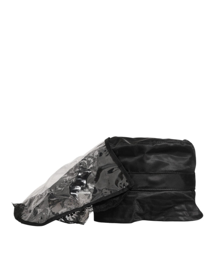 Dolce &amp; Gabbana Black Pvc Wide Brim Men Bucket Capello Hat
