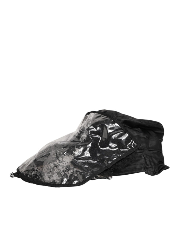 Dolce &amp; Gabbana Black Pvc Wide Brim Men Bucket Capello Hat