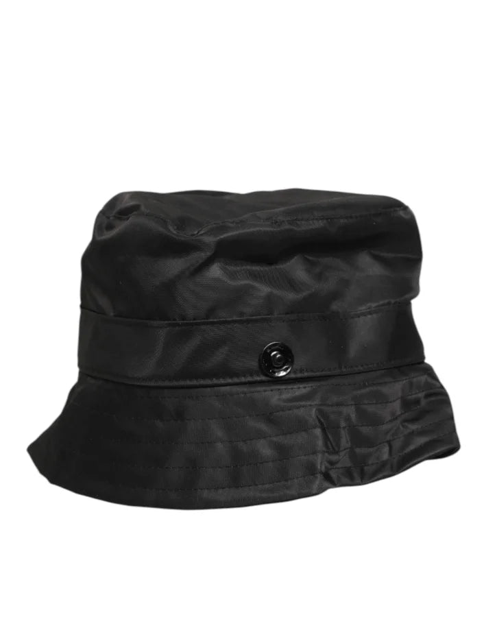 Dolce &amp; Gabbana Black PVC Wide Brim Men Bucket Capello Hat