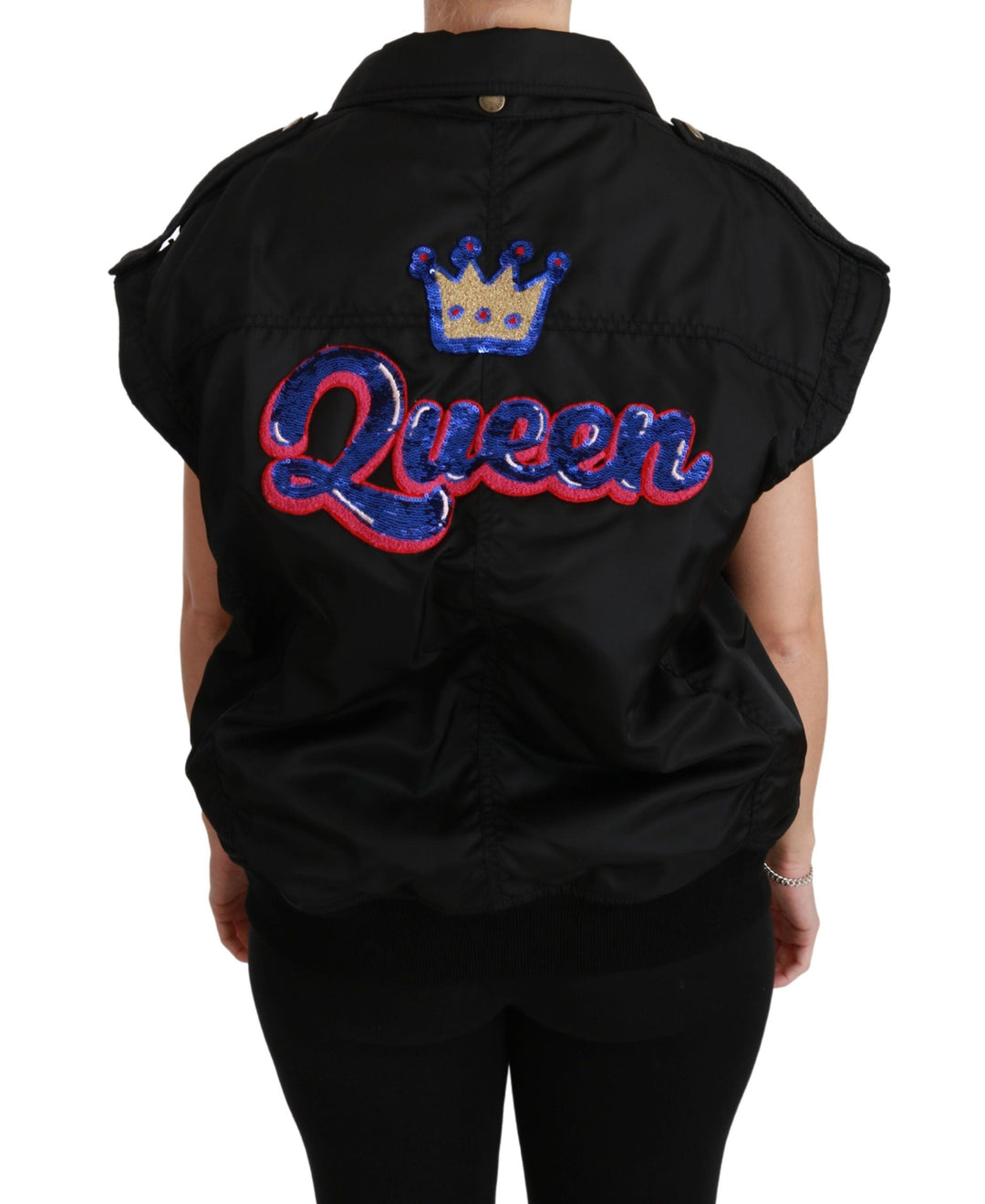Dolce &amp; Gabbana Bomber Jackets - Black Queen Crown Sequined Jacket