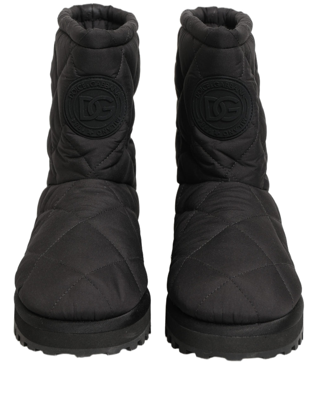 Dolce &amp; Gabbana Black Quilted Effect Mid Calf Boots Shoes