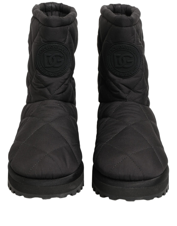 Dolce &amp; Gabbana Black Quilted Effect Mid Calf Boots Shoes