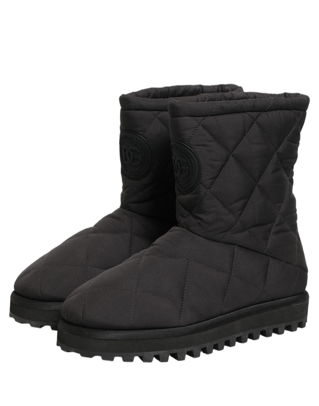 Dolce &amp; Gabbana Black Quilted Effect Mid Calf Boots Shoes