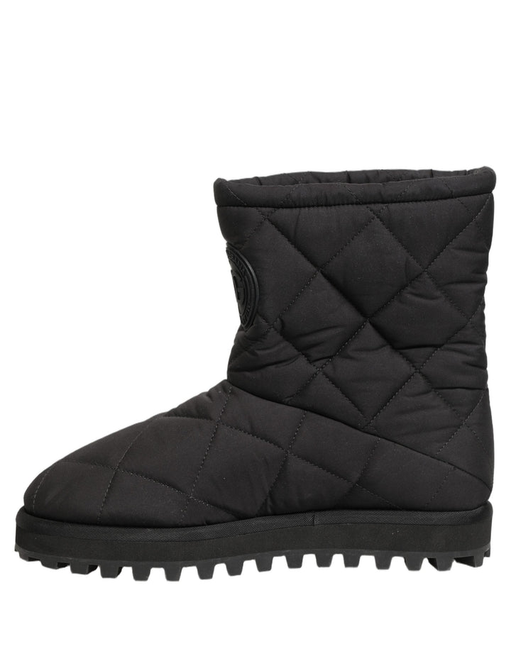 Dolce &amp; Gabbana Black Quilted Effect Mid Calf Boots Shoes
