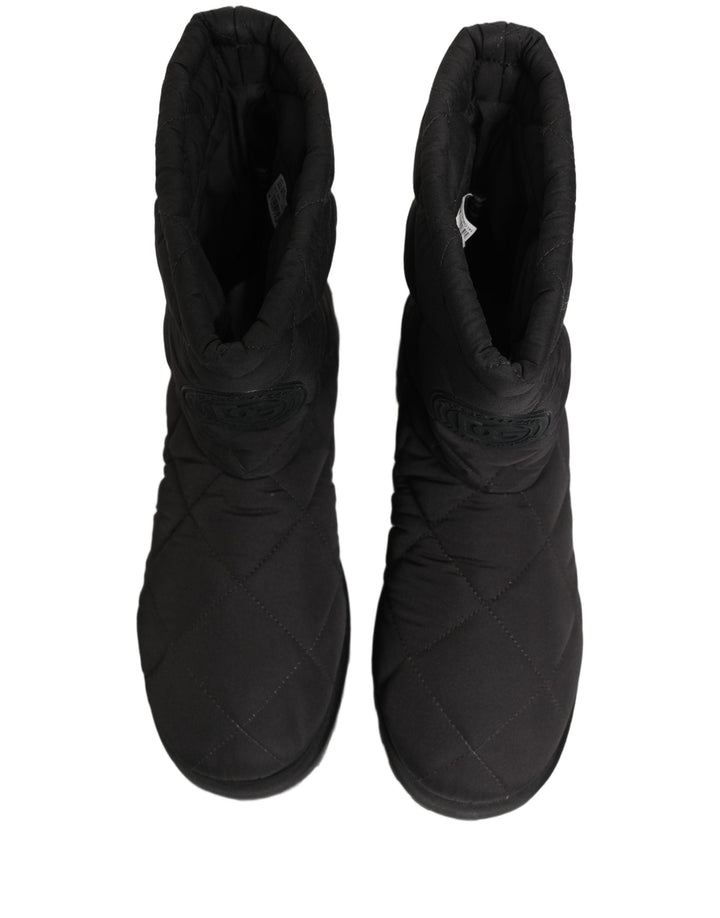 Dolce &amp; Gabbana Black Quilted Effect Mid Calf Boots Shoes