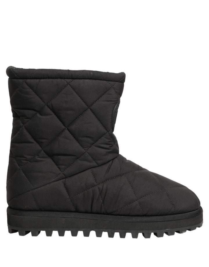 Dolce &amp; Gabbana Black Quilted Effect Mid Calf Boots Shoes