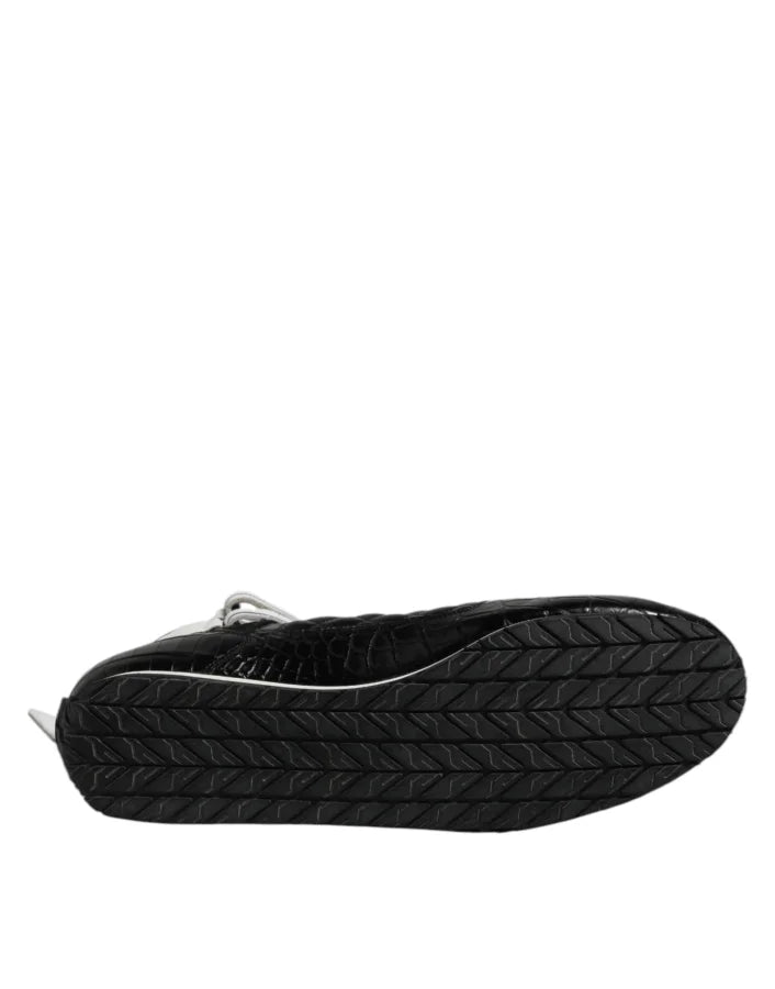 Dolce &amp; Gabbana Black Quilted Leather Lace Up Sneakers Shoes