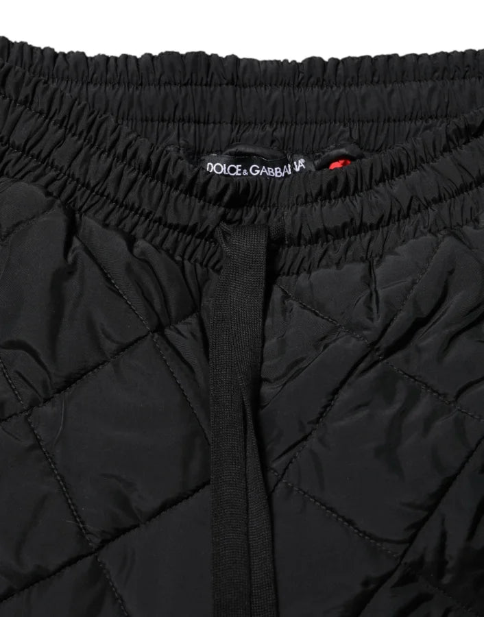 Dolce &amp; Gabbana Black Quilted Mid Waist Jogger Pants