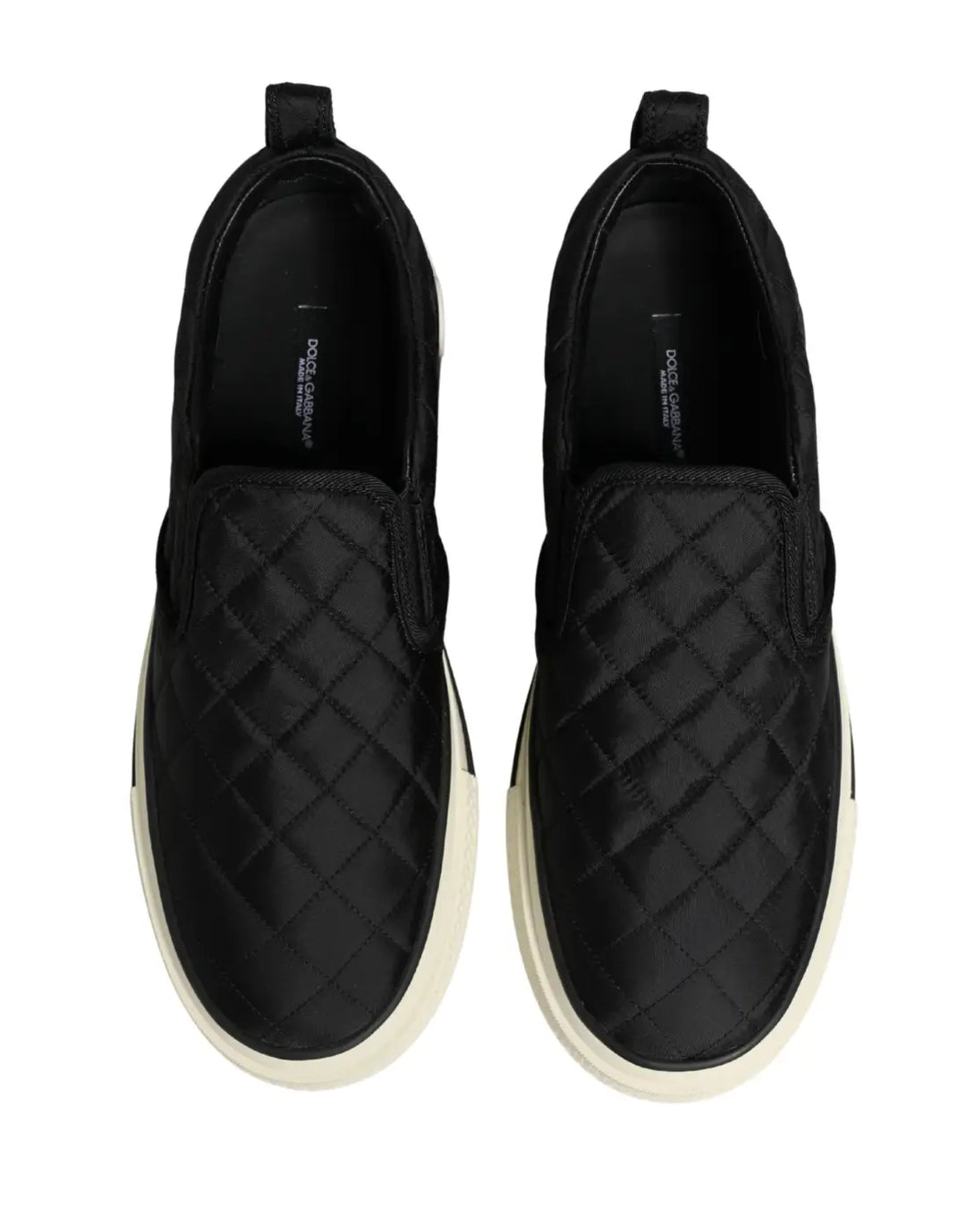 Dolce &amp; Gabbana Black Quilted Slip On Low Top Sneakers Shoes
