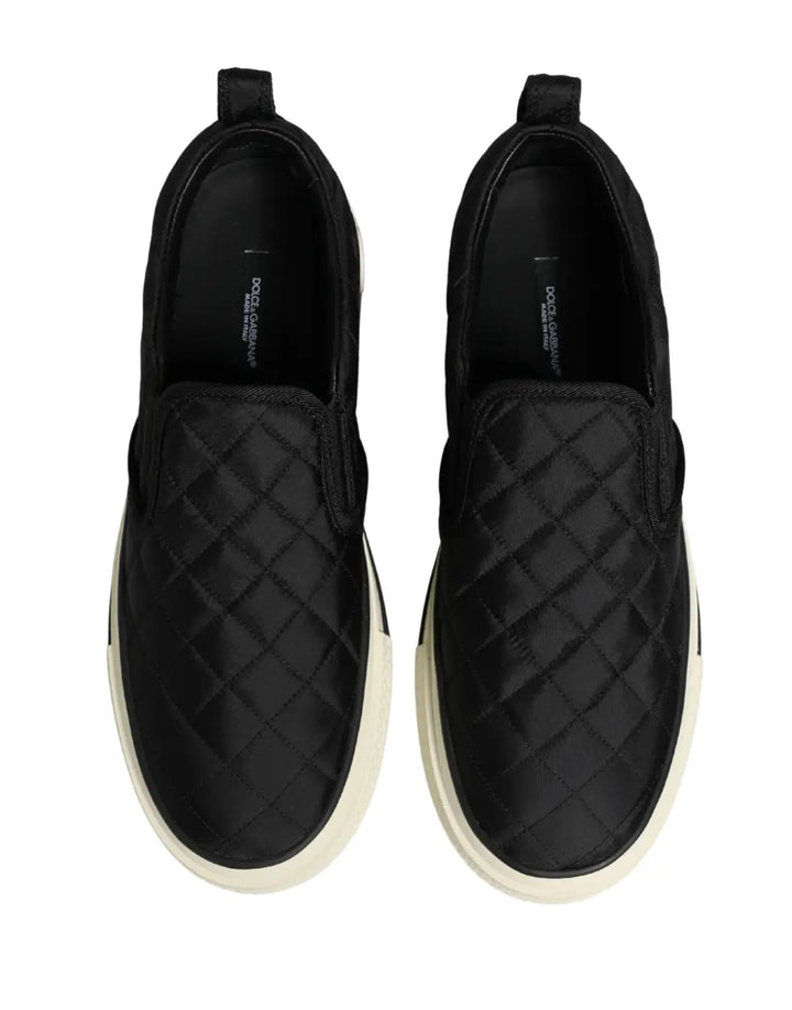 Dolce &amp; Gabbana Black Quilted Slip On Low Top Sneakers Shoes