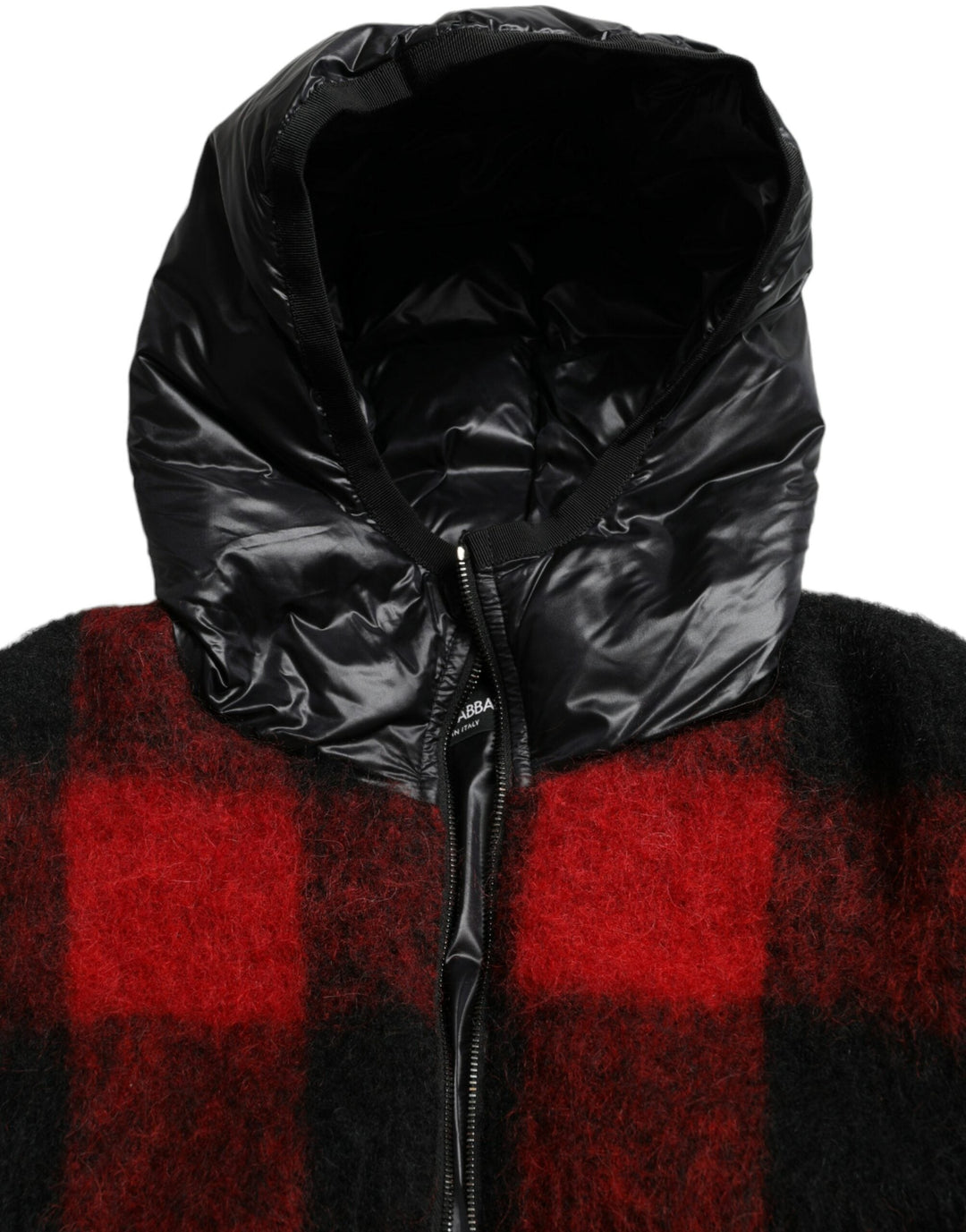 Dolce &amp; Gabbana Ponchos - Black Red Buffalo Check Hooded Poncho Jacket