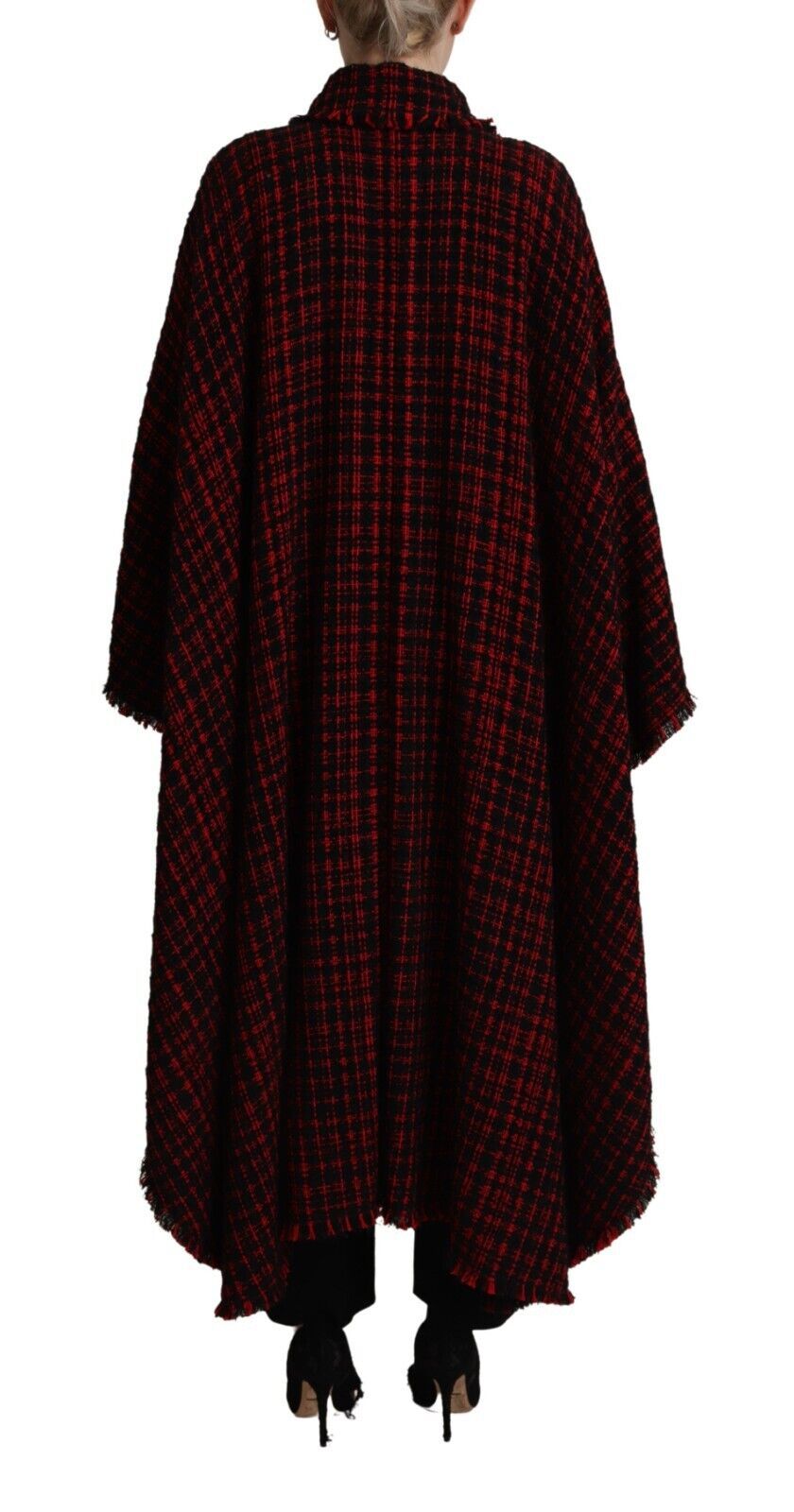 Dolce &amp; Gabbana Overcoats - Black Red Cotton Checkered Over Coat Jacket