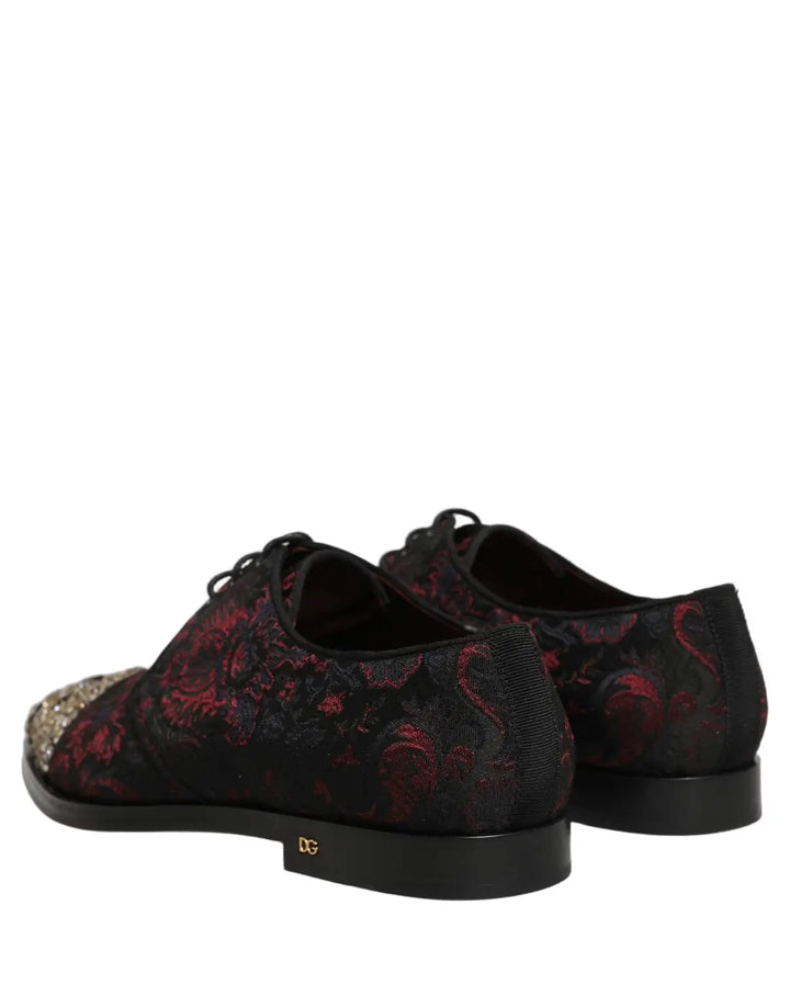 Dolce &amp; Gabbana Black Red Embellished Derby Dress Formal Shoes