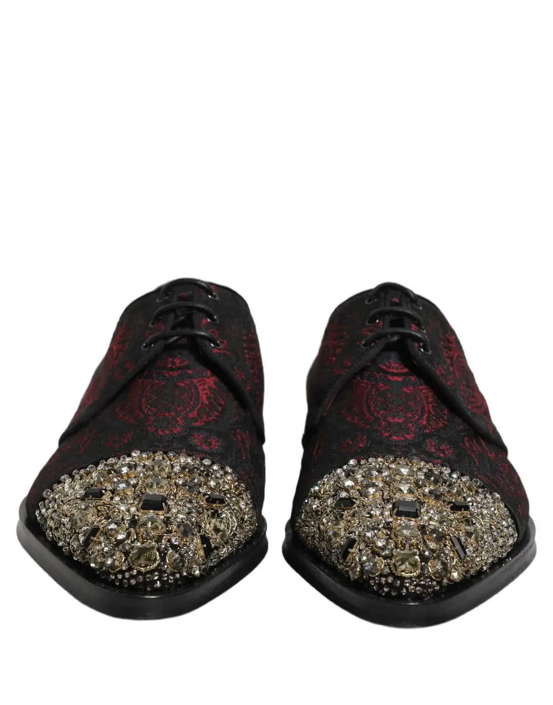 Dolce &amp; Gabbana Black Red Embellished Derby Dress Formal Shoes
