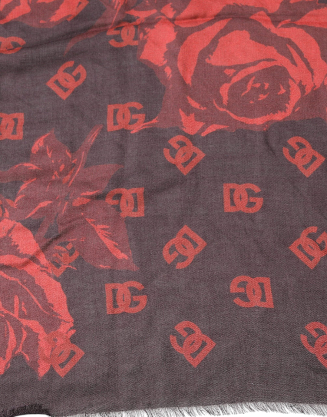 Dolce &amp; Gabbana Black Red Floral Modal Wrap Shawl Scarf