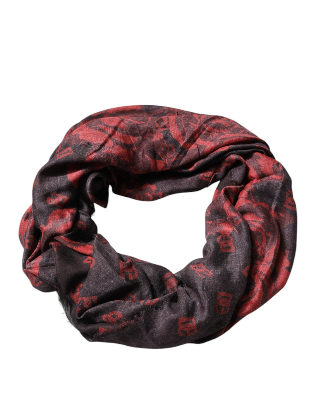 Dolce &amp; Gabbana Black Red Floral Modal Wrap Shawl Scarf