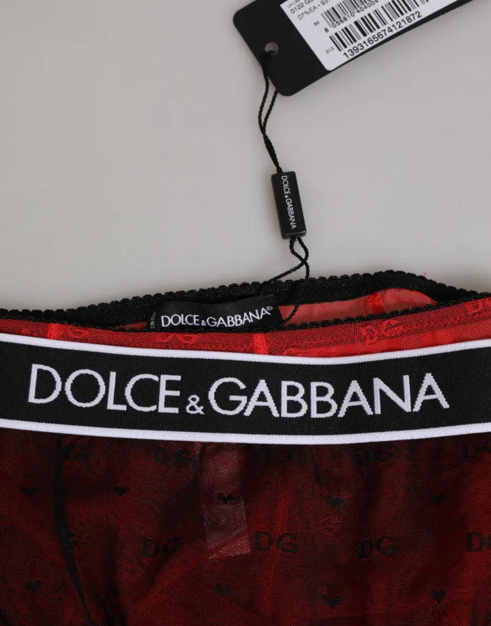 Dolce &amp; Gabbana Black Red Nylon High Waist Girdle Underwear