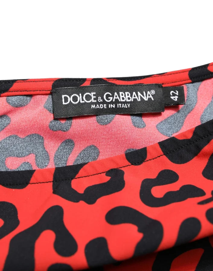 Dolce &amp; Gabbana Black Red Nylon Leopard Pattern Jumpsuit