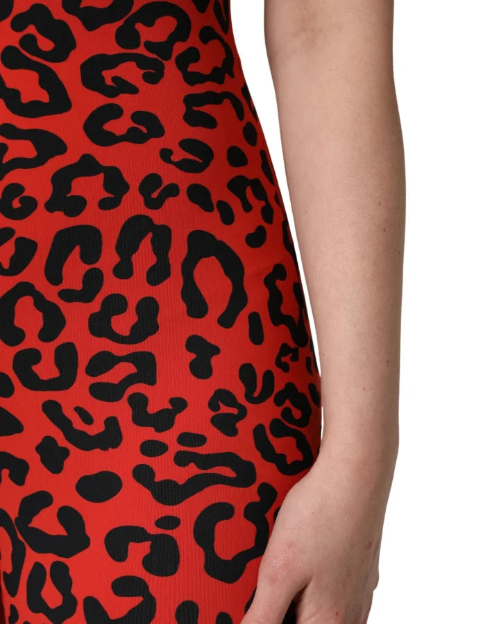 Dolce &amp; Gabbana Black Red Nylon Leopard Pattern Jumpsuit