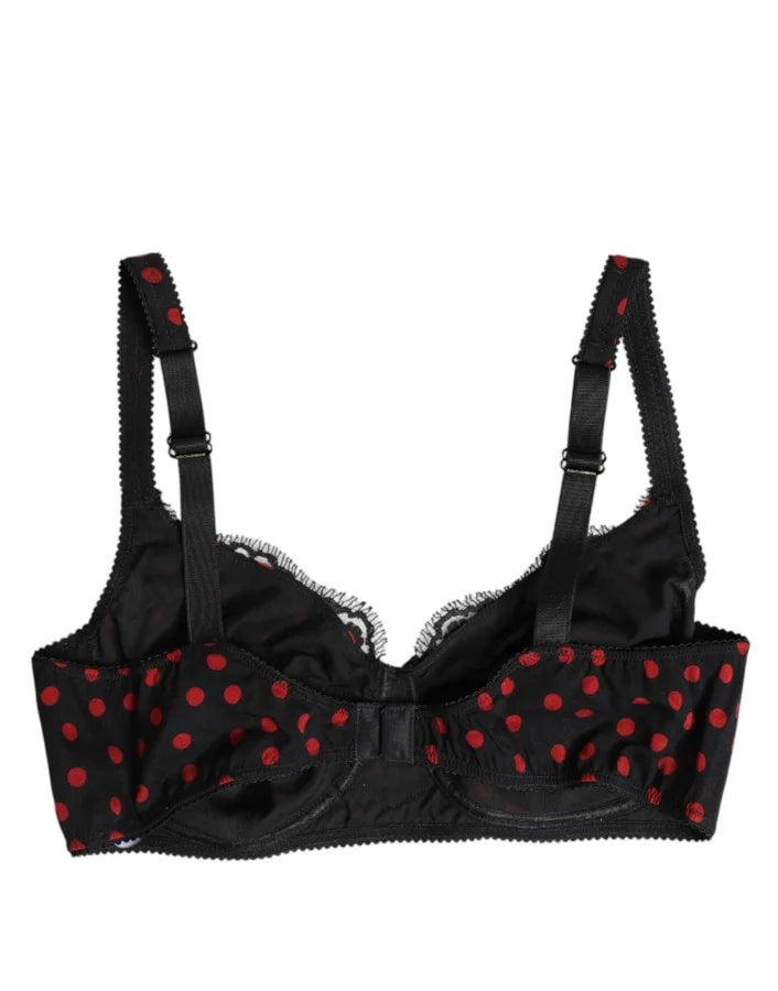 Dolce &amp; Gabbana Black Red Polka Dot Underwired Balconette Underwear