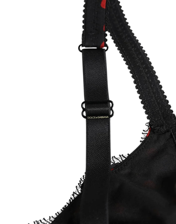 Dolce &amp; Gabbana Black Red Polka Dot Underwired Balconette Underwear