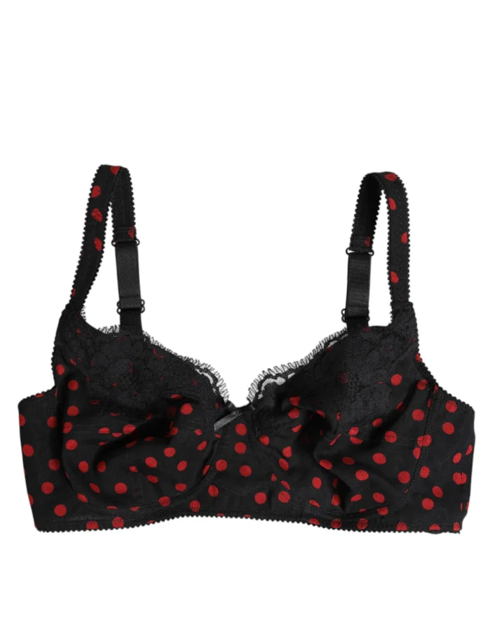 Dolce &amp; Gabbana Black Red Polka Dot Underwired Balconette Underwear
