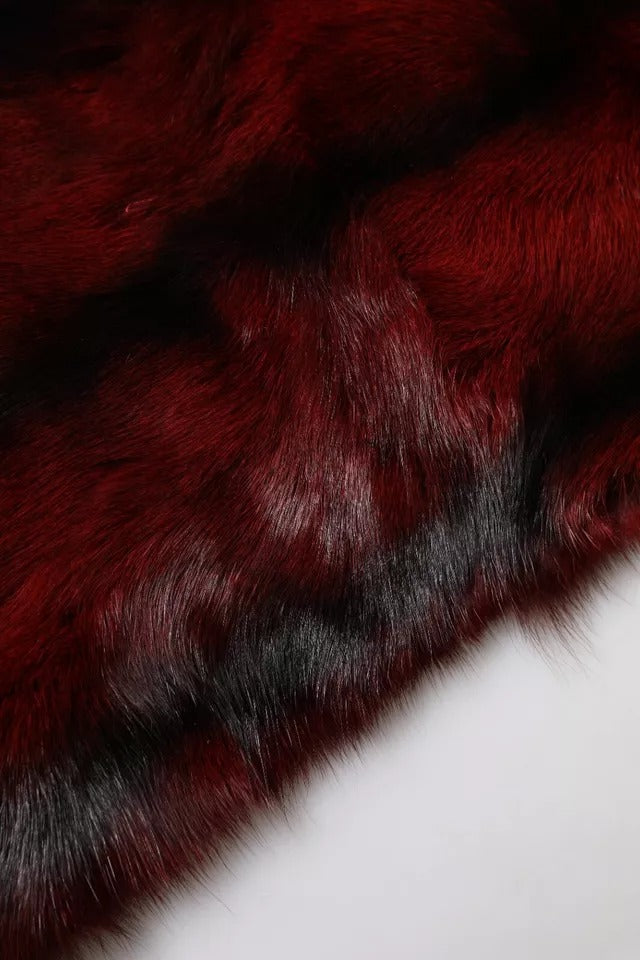 Dolce &amp; Gabbana Black Red Stripe Fur Shawl Neck Wrap Scarf